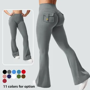 Tooling Pocket Yoga Pants Women's Flared Pants Hip Lifting Sports Tight Fitness Pants Micro-pull Yoga Pants moos lover cargo gym precise fit casual all-season sportswear High-Waist Tummy Control Leggings