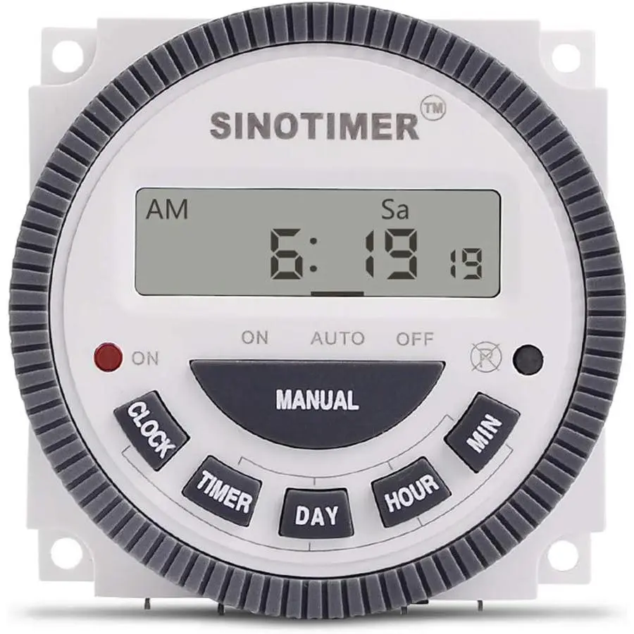 TM619 Digital LCD Display Timer Switch - Weekly Programmable Thinner Model Neon Electrical Equipment with Cover, 16A 1NO+1NC, 24V (TM619-3), Household Use, Batteries Compatible, Anti-Jamming, Power Failure Protection, Simple and Easy to Set, 1Min-168Hr, H