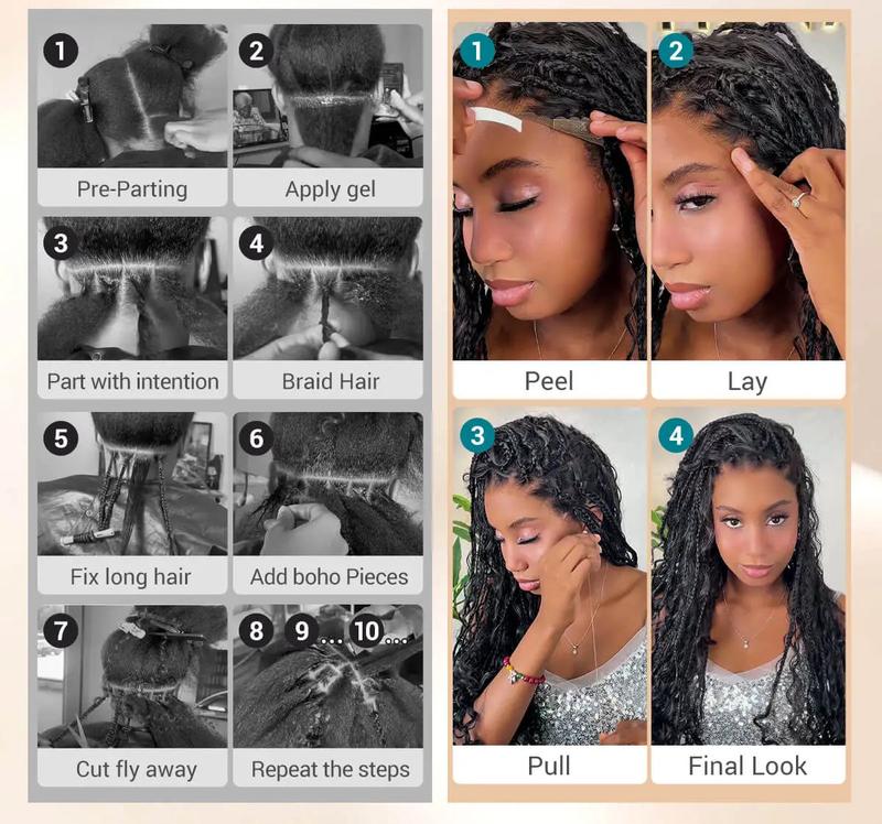 [26" Limited Offer] Ashimary Boho Knotless Box 26" Braided Wigs Full Double Lace Braid Wig for Black Women Lace Frontal Human Hair Blended Braided Wig with Boho Curls 360 Lace Front 428