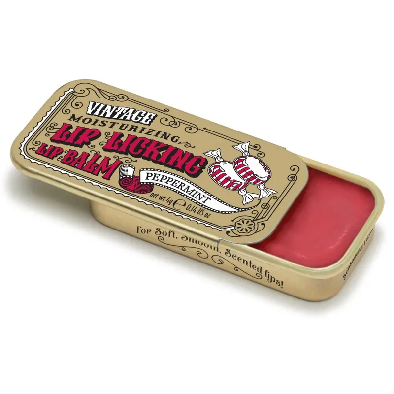 Tinte Cosmetics Organic Natural Gluten-Free Scented Sweet Peppermint Lip Softening Balm Stick - Tinted, Vintage Design, Secure Lid, Smooth Texture, 0.23 fl oz, Glossy, Chapped Relief, Slider Tin, Moisturizing Care