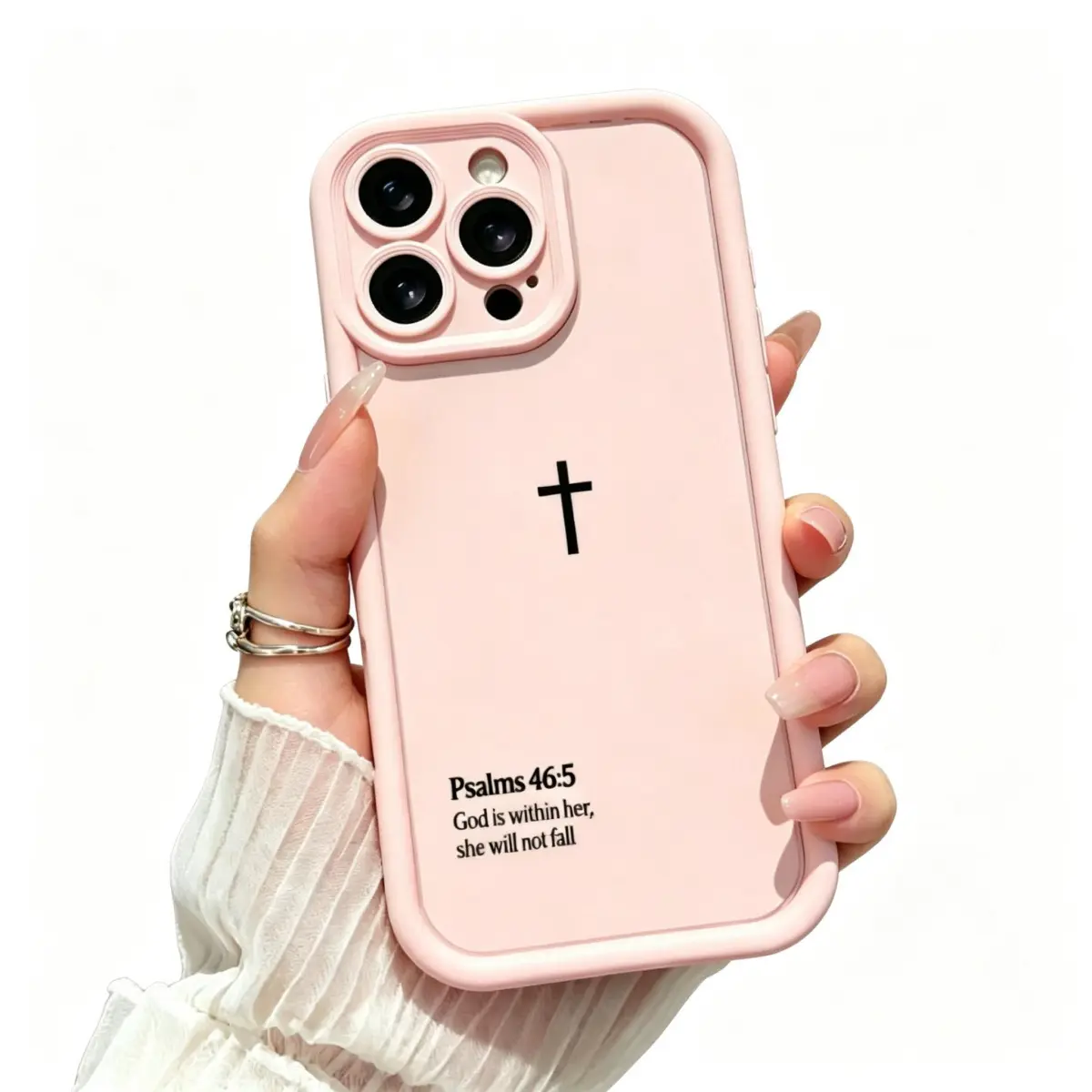 Minimalist Cross Psalms Soft Silicone Cellphone Casing - Durable, Shockproof, Anti-Scratch Protection Cover with Camera Guard for iPhone 17 Pro Max,16 E,15 Plus,14,13 Mini,12,11,X,XS & Galaxy S26,S25,S24,S23,S22,S21 (Faith Fans)