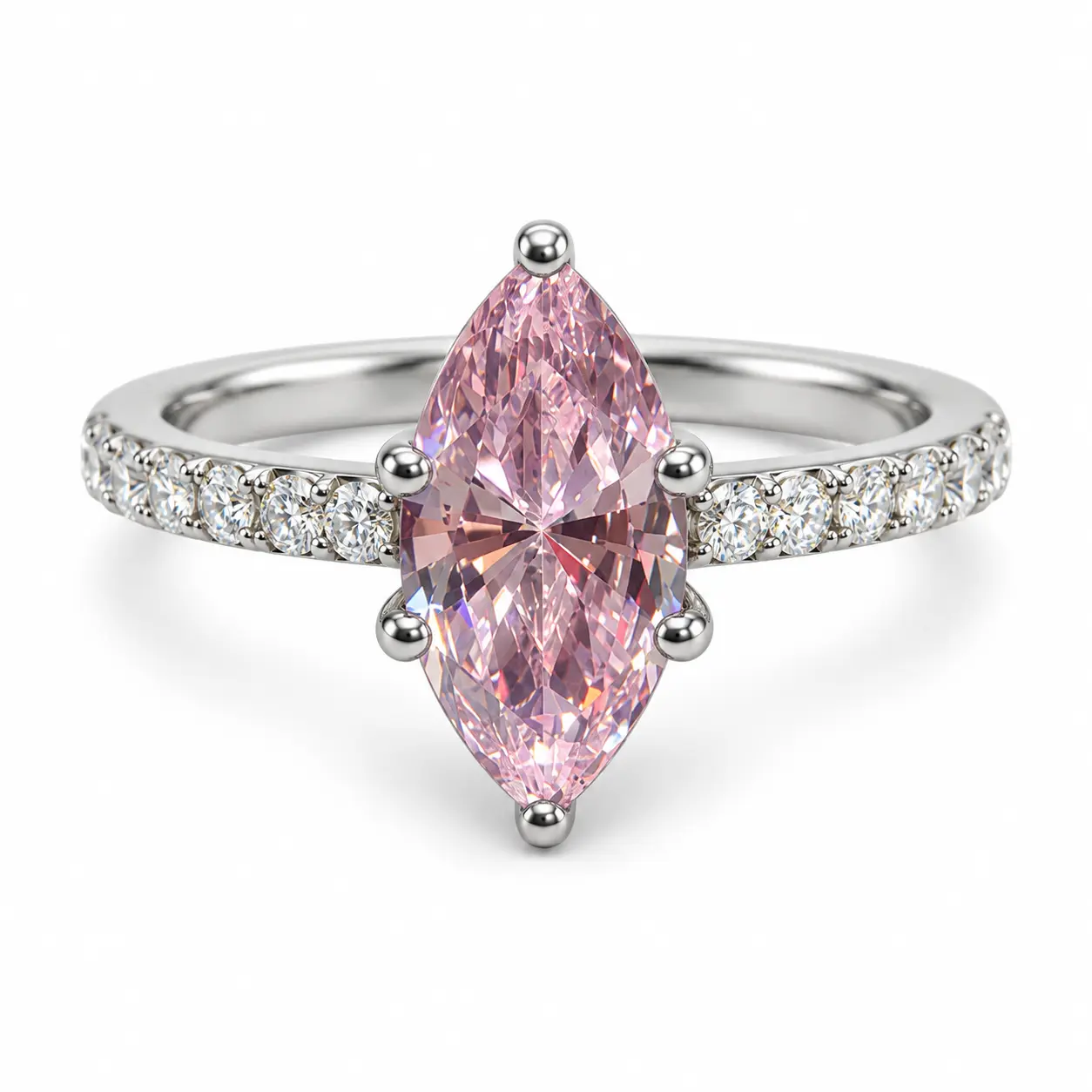 CRGH83(SIZE-7)3CT Pink Sapphire solid Sterling Silver Marquise shape Gemstone Ring for Wome