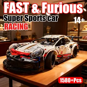 1580+ Pcs Porsche 911 Building Blocks Model Racing Car 1:10 Assembly Compatible with 42096 Electric Sports Car DIY Birthday Gift