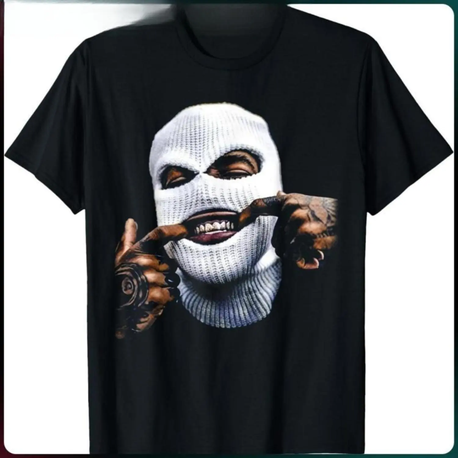 Humorous Gangster Hip Hop Gold Teeth Hustle T Shirt Crafted in the USA
