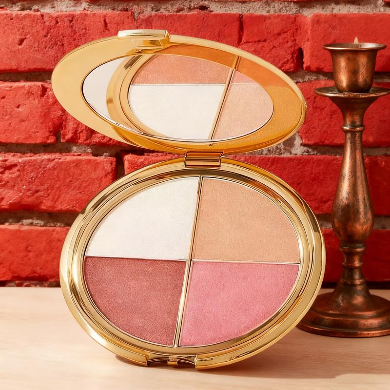 freeWomen's Highlighter &Cheek Palette GlowjiuHighlighter & CheekPalette with Brush,a 4-in-1Multi-FunctionalMakeup Palette for HighlighterEyeshadow,Blush,Contouring,andFoundation