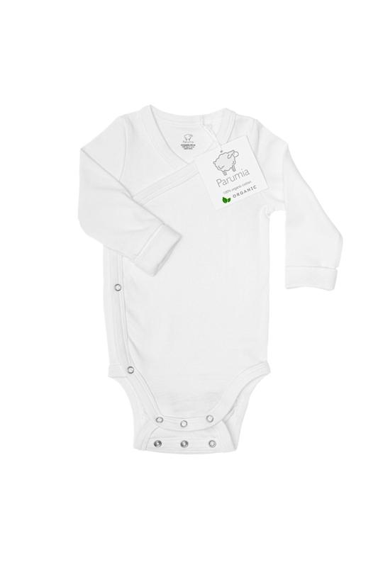 Scandinavian Designed Baby Bodysuit Long-Sleeve Unisex 100% Organic Cotton with Double Snap Room-to-Grow Feature, White, 100% Organic Cotton