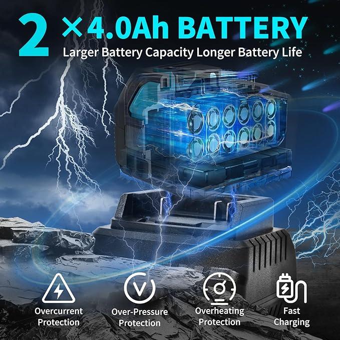 1/2 Cordless Impact Wrench,3-In-1 High Torque Impact Gun With 2x 3000mah Li-Ion Battery,5 Impact Sockets,8 Drills,10 Screws And Tool Case,Impact Tools For Car Lug Nuts