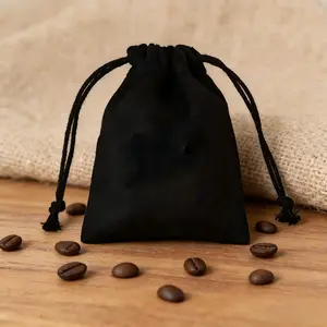 10PCS Premium Flannel Jewelry Packaging Drawstring Bag for Mobile Power Earphone Storage Black Minimalist Organiser Gift Pouch
