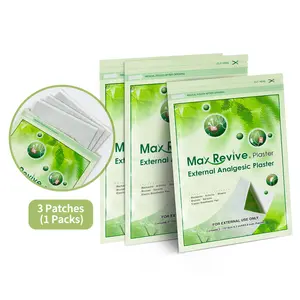 Max Revive 3-Pack External Analgesic Plaster for Arthritis Strains Bruises Sprains Back Pain Muscle Pain with Methyl Salicylate & Menthol Healthcare 60 Months Shelf Life - Therapeutic Waterproof Breathable Bandage Plaster