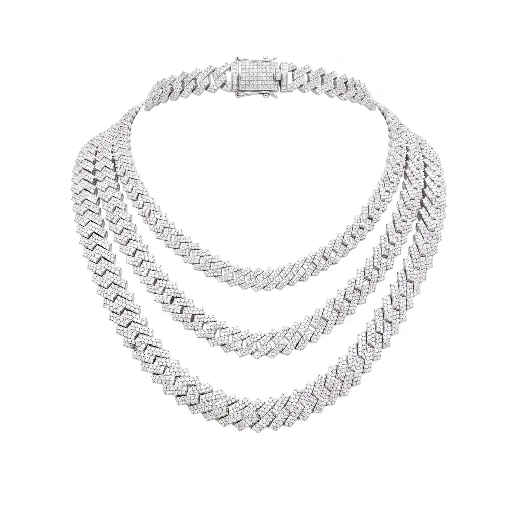 Moissanite Cuban Link Chain 12MM 925 Silver