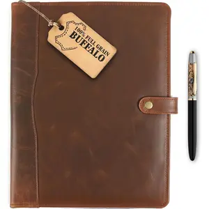 Portfolio,  Binder with Pen, Resume Organizer & Padfolio for Men and Women | Business Portfolio with Card Holder & Document Organizer (Brown)