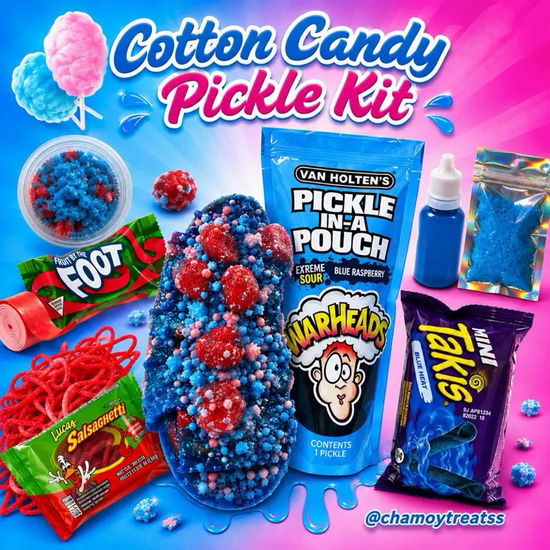 Cotton Candy pickle Kit w/Blue Razz pickle- 2oz gushers
