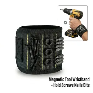 magnetic wristband, tool wristband, wrist magnetic screw holder, tool belt, powerful magnets, strong magnets, holding screws, nails, bolts, drill bits, fasteners, handyman,  DIY tools, tool organizer, tool holder, adjustable wristband