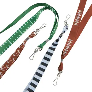 Football Breakaway Nylon Lanyards with Key Holders - 12 Pc. Party Favors for Event, Field Use