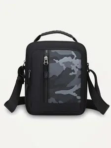 Men's Casual Plain Zipper Crossbody Bag, Multi-pocket Travel Storage Bag, Fashionable Shoulder Bag for Daily Use