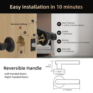 VILADEPOT Smart Fingerprint Door Lock Keyless Entry Handle with Biometric Tech App Control for Room Garage Office Apartment Local Data Storage