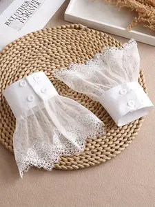 Women's Elegant Textured Solid Color Lace Gloves, Fashionable Gloves for Wedding Bridal Party Formal Occasions, Minimalist Romantic Aesthetic Gift