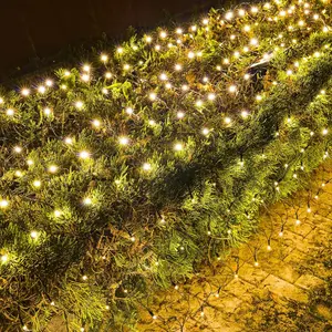 Christmas Net Lights, 360 LED 12FT x 5 FT Green Wire Waterproof Connectable Lights with 8 Modes, Christmas Outdoor Light for Bushes Garden Party Wedding Holiday Decoration (Warm White)