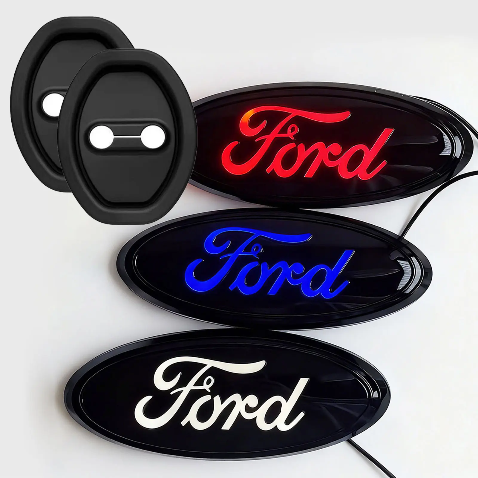 Dynamic & Static LED Emblem Light - 23*9cm/9.06*3.54in Front Grille Truck Accessory for F150, F250/F350, Explorer (2011-2016) with Headlight Fuse Wire, White Light, Blue Light