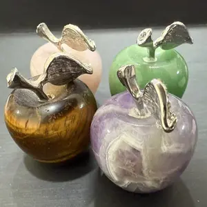Natural Crystal apple ornaments Healing Energy Home or daily decorations