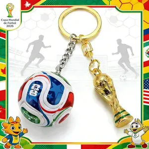2026 World Cup Special Edition Metal Coin Keychain, Football and Trophy Design, Premium Gift Choice, High-Quality Accessory