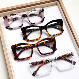4-Piece Set Of Stylish Classic Anti-Blue Light Reading Glasses For Women Large Rectangular Retro-Print Frames Flatter Your Face Shape And Enhance Your Charm Spring Hinges Perfect For Daily Wear, Outings, And Work