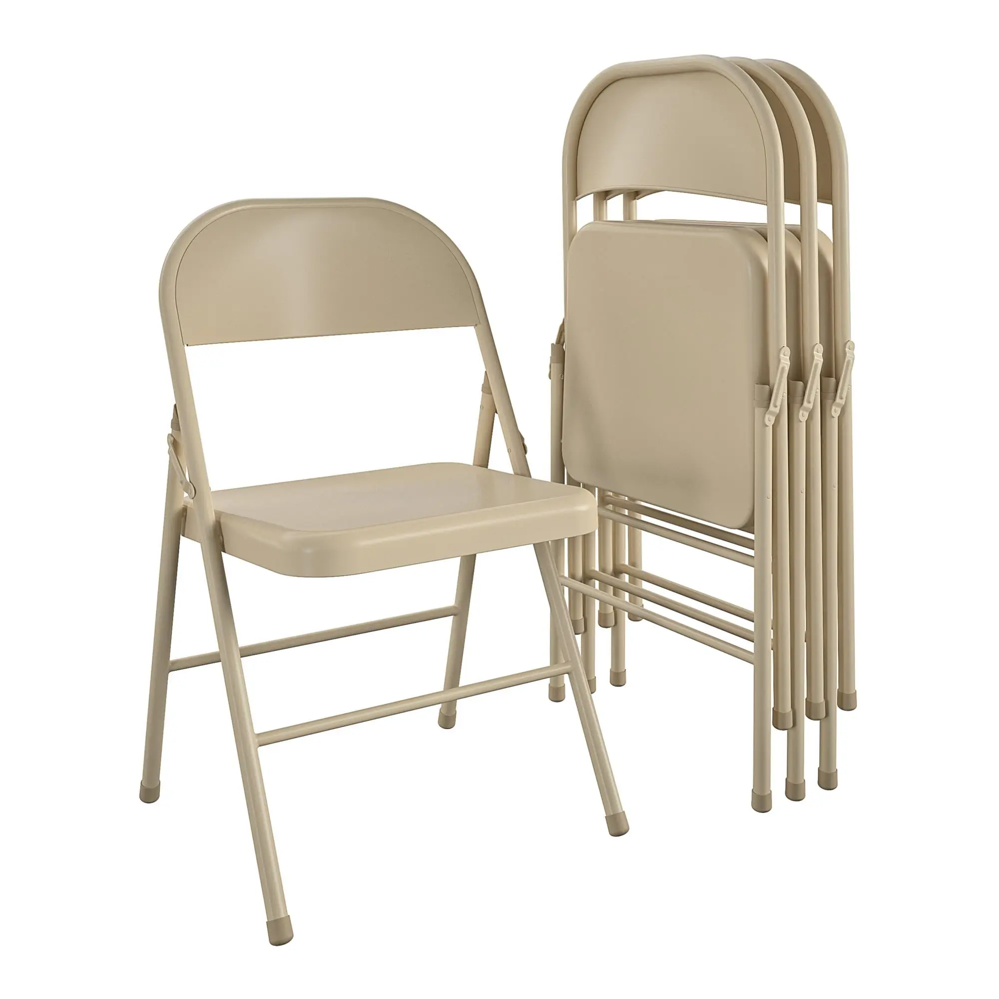 Mainstays Metal Folding Chairs Set of 4, All-Steel Durable Frame with Space-Saving Foldable Design, Indoor & Outdoor Seating for Events, Parties & Home Use, Portable Folding Chairs