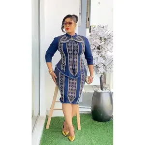 Denim and Diamonds 2-Piece Jeans Set Matching Denim Shirt and Skirt Rhinestone Embellished Embroidery Curvy Stretch Denim on Denim and Heels, Birthday Outfit Cowboy Concert Graduation Party Casual Wear Ladies Night Date Dinner Dance  Womenswear