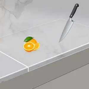 Acrylic Cutting Board with Counter Lip, Thicker Clear Cutting Boards for Kitchen Counter, Non Slip Cutting Board for Countertop Protector, 16x 12 Inch