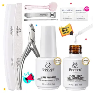 Beetles Hema-Free Nail Prep Kit Nail Dehydrator and Primer Nail Care Tool Kit Acid-Free Dehydrate Bond Primer with Manicure Tools for Polish Cutics  #TikTokShopBacktoSchool