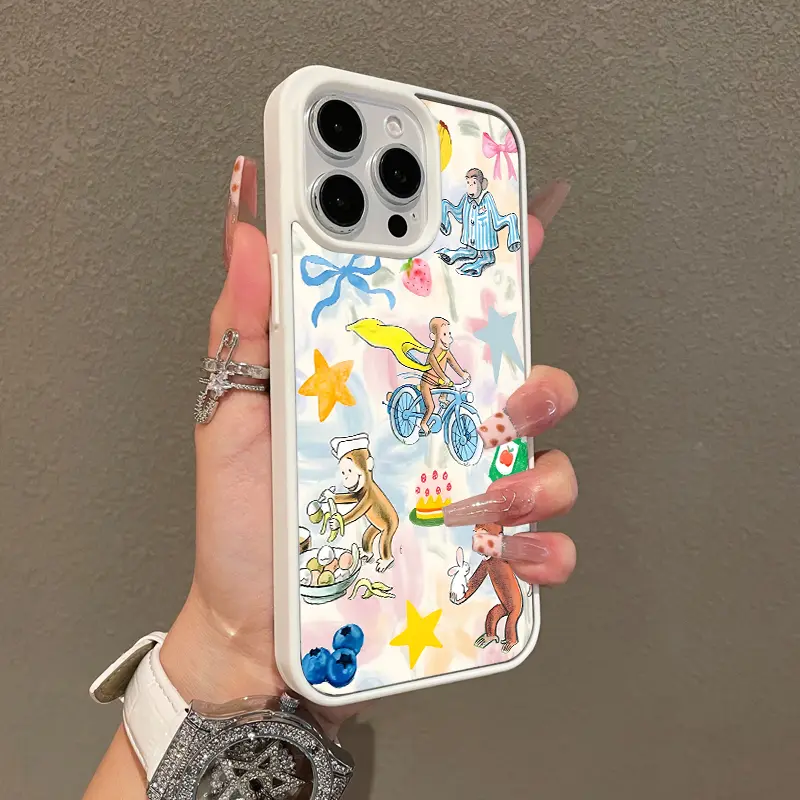 Magnetic Stylish Case for iPhone 17 16 E Pro Max 15 Plus 14 13 12 11 XS XR, Curious George Collage Aesthetic | Shockproof, Silicone, Lightweight, Girly, and Scratch Resistant Protection