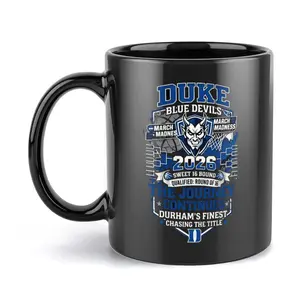 Friend of the Devil Duke Blue Devils Mug, Blue Devil Coffee Cup, Durham NC College Fan Travel Mug, Vintage Style Ceramic Mug, Gift for Duke Alumni, 15oz Large Ceramic Mug, College Basketball Gift, Kitchen Drinkware