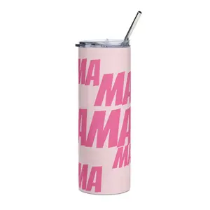 Pink Tone on Tone Mama Stainless Steel Tumbler Super Hero Mom Birthday Gift Idea Summer Travel Cup