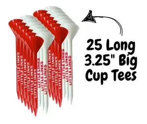 Big Cup Golf Tees - 25 Pack - Red & White