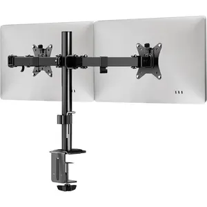 Dual Monitor Arm, Full Motion Desk Mount for 2 Screens up to 32” and 19.8 lbs Each, Tilt Swivel Rotate, VESA 75x75 & 100x100, Adjustable Dual Screen Stand with C-Clamp or Grommet