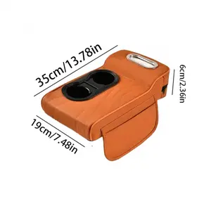 5-In-1 Car Armrest Storage Organizer, Featuring Cup Holders, Storage Pockets, And a Tissue Box - Heavy-Duty Faux Leather Console Organizer with a Non-Slip Grip, Compatible with Most Vehicles - Front Passenger Side Car Interior Organizer