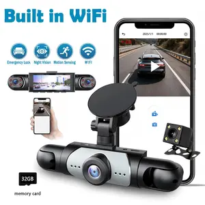 4-Lens Car Camera : 360° Ultimate Protection! ️ Front + Inside + Rear Recording | Built-in WiFi for Instant Phone View  | Night Vision & FREE 32GB Card