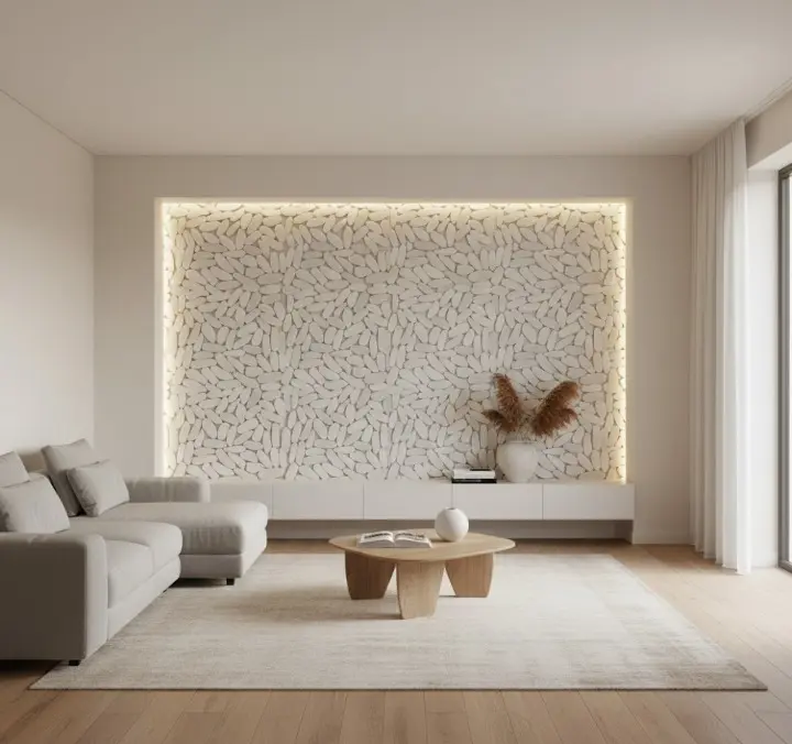 Island White 12" x 12" Interlock Pebble Tile