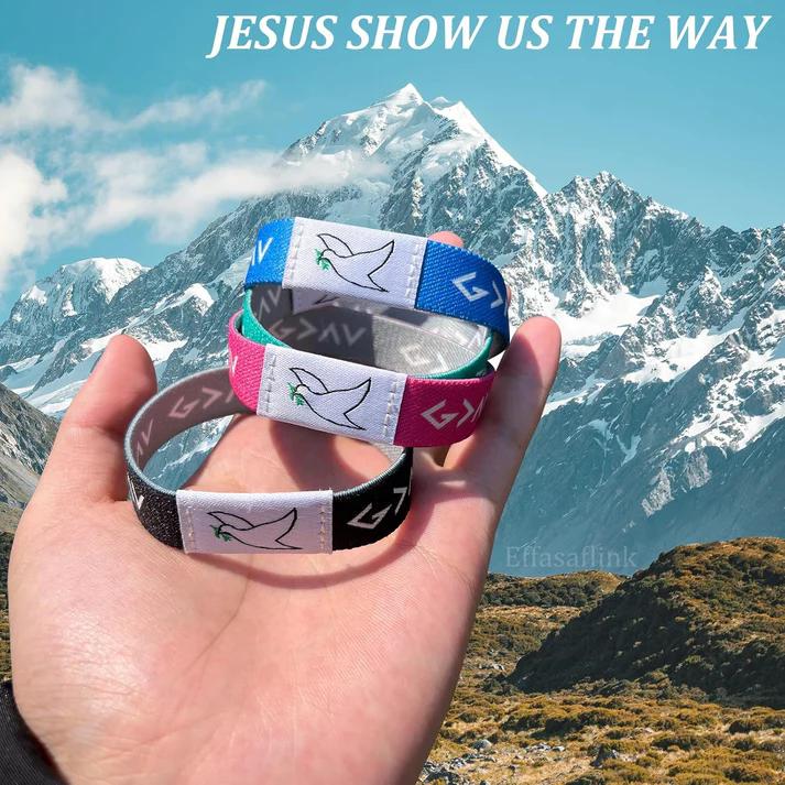 Effasaflink NFC Chip Daily Bible Verse Bracelet - Waterproof Office Presentation Accessory, Battery-Free Elastic Fabric Wristband with Pattern Printing, Inspirational Devotional Themed Images for Teens, Fashion Faith Combined Wear, Friends, Women/Men/Teen