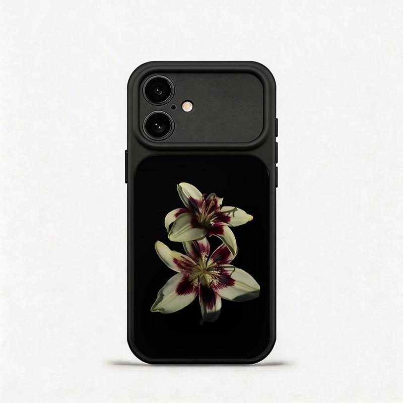 Glass Shockproof Electroplated Silver/Black Black Lily of the Valley iPhone 17ProMax Cover Precise Hole Alignment For Lens Frame 15ProMax Anti-yellow | 14ProMax Anti-fall | 13ProMax Ultra-thin Design 16ProMax AirPhoneCase