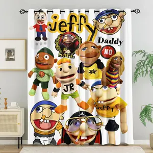 Cartoon Puppet Characters Collage Blackout Grommet Curtains - Breathable Polyester, 85% Light Blocking, Noise Reducing, Thermal Insulated, Fun Comedy Style Window Drapes for Teens Bedroom, 2 Panels
