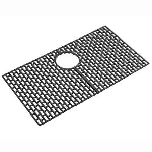 Silicone Kitchen Sink Protector SVSBG2815-MB, Heat Resistant Sink Mat in Matte Black, Rear Drain 28-1/4" L x 15-1/4" W x 0.5" H