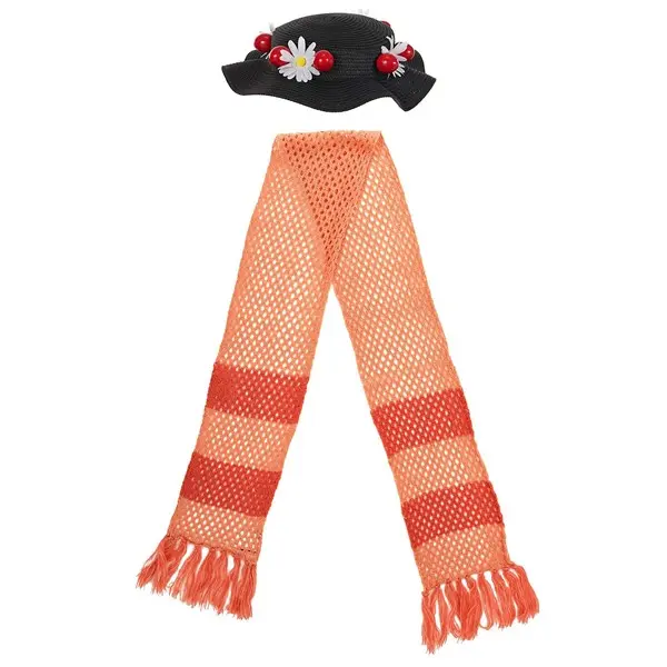 Disney Mary Poppins Classic Black Costume Hat and Scarf Set