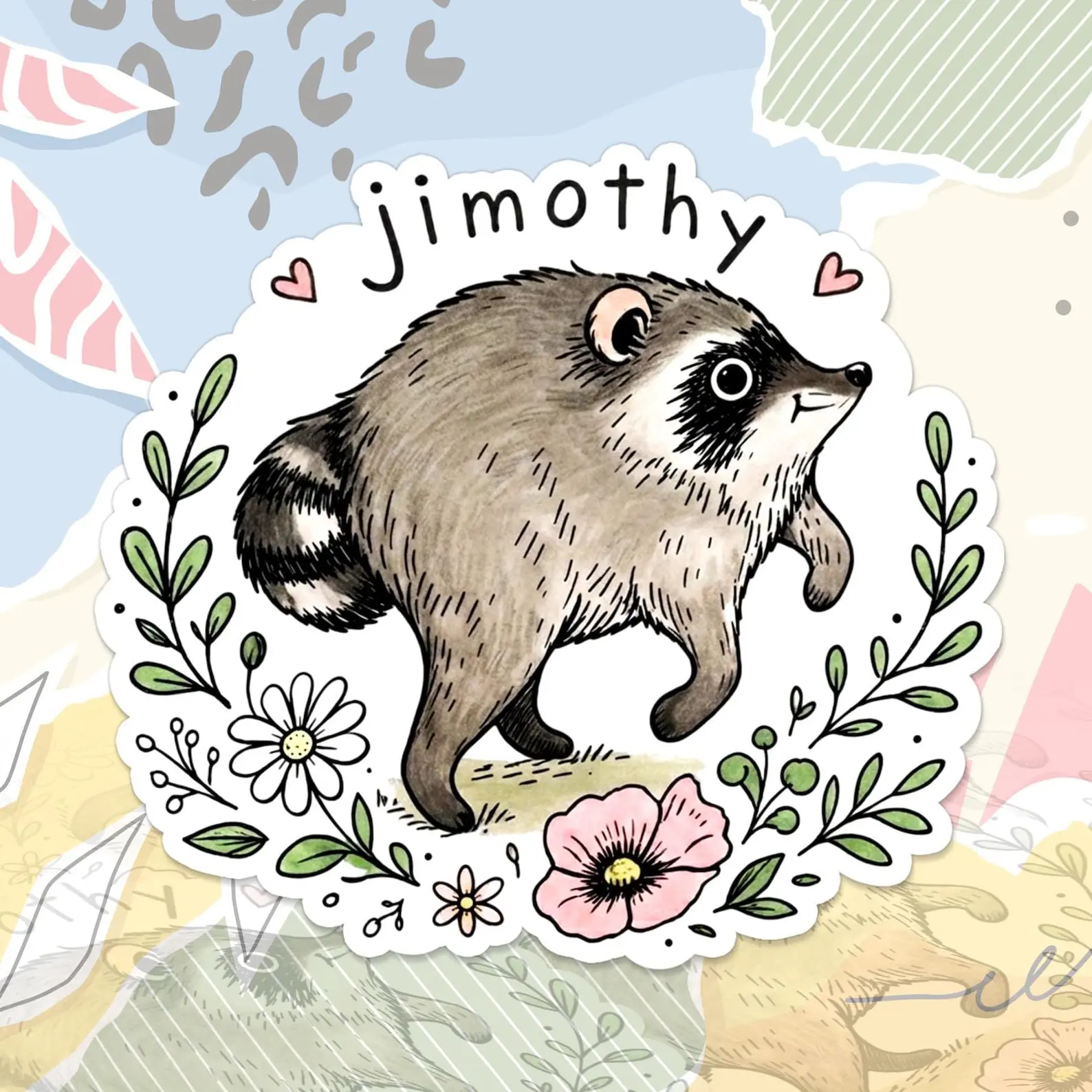 Jimothy Raccoon Sticker Cottagecore Raccoon Wildlife Animal Lovers Decal For Water Bottle, Laptop