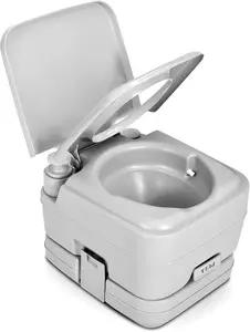 YITAMOTOR Portable Travel Toilet RV Potty 2.6 Gallon Detachable Tank Double Outlet Water Spout Handle Flush Pump for Camping Boating Hiking Trips