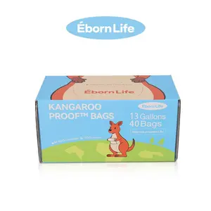 ÉbornLife 13 Gallons Kangaroo Trash Bags 40 Counts Ultra-Durable Tear Free Leakproof Drawstring for Kitchen Bathroom Living Room Office Large Capacity