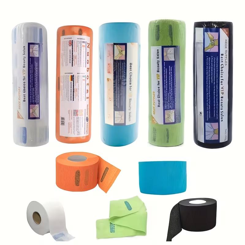5 Rolls/set(500 Pieces) Of Disposable Hair Paper Neck Strips, Disposable Neck Paper, Professional Elastic Paper Neck Strap Protector, Hair Accessories And Tools
