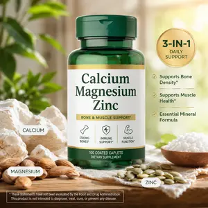 Nature's Bounty Calcium Magnesium & Zinc Caplets, Immune & Bone Health, Daily Supplement, 1000mg Calcium, 400mg Magnesium, 600 IU Vitamin D, Gluten Free, 100 Caplets