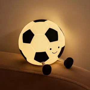 Football Shape Night Light, Rechargeable 3-Level Dimmable Silicone Night Lamp, Durable Office and Bedroom Decor, Soft Glow, Easter Gift