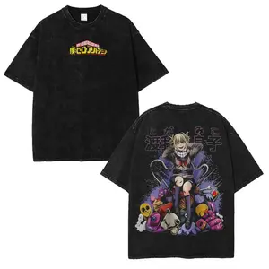 Toga - My Hero Academia Anime Washed Tee Unisex Oversize Anime Manga Washed Lightweight Cotton T-Shirt Menswear Top Tshirt Crewneck Casual
